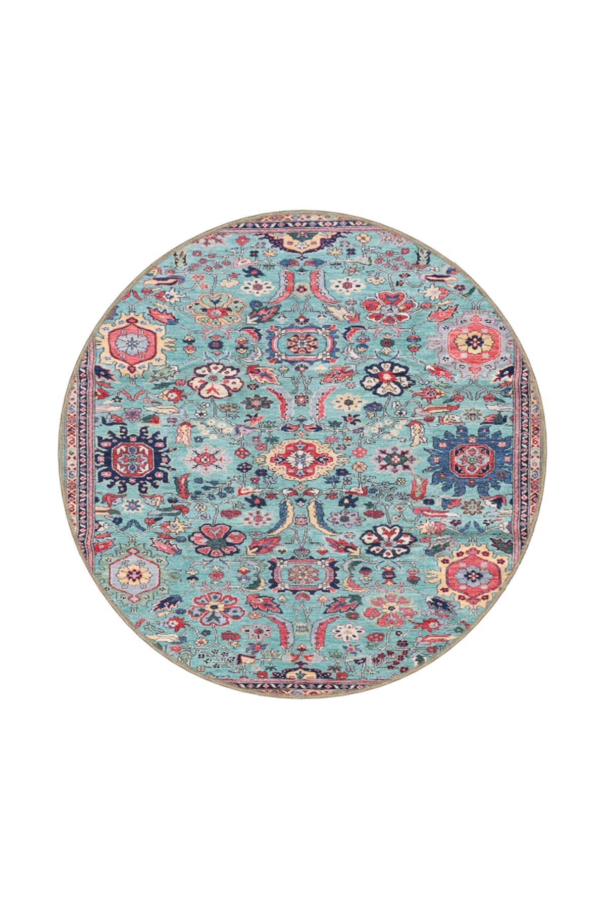 Botanik Turuncu Geometrik Temalı Desenli Dokuma Taban Halı ve Yıkanabilir Halı aloha37