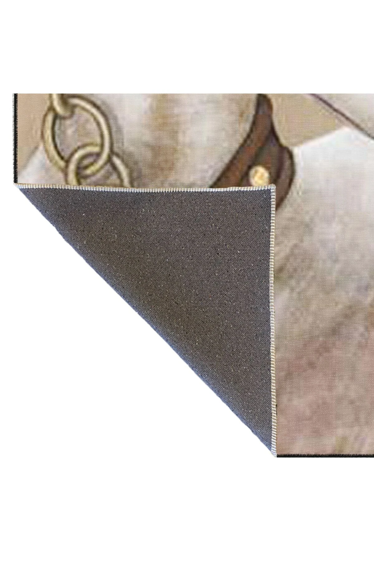 Animal Krem Tonlarda Beyaz Köpek Desenli Dekoratif Halı miravip730