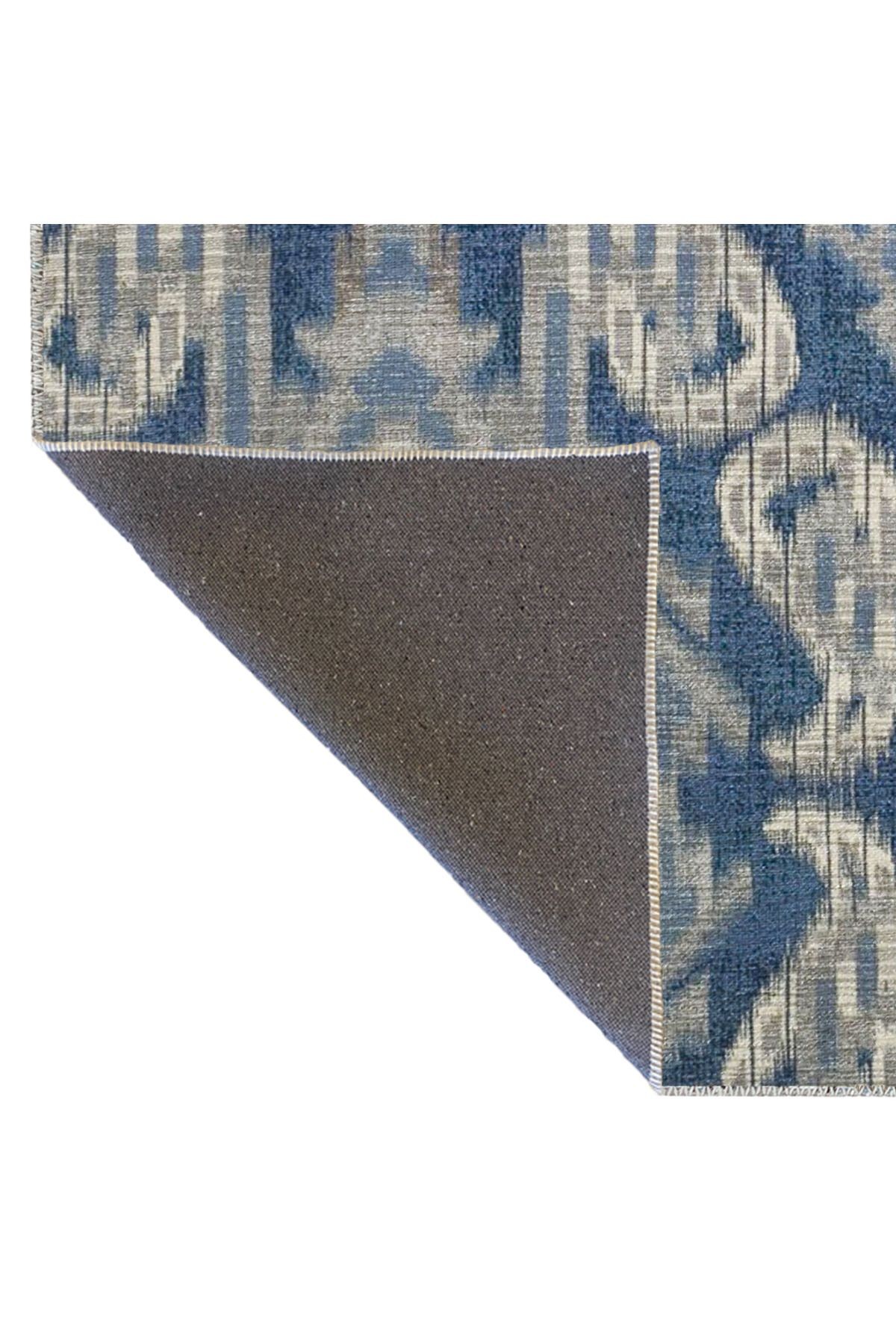 Mavi Temalı Geleneksel Motif Desenli Vintage Dekoratif Halı 3343