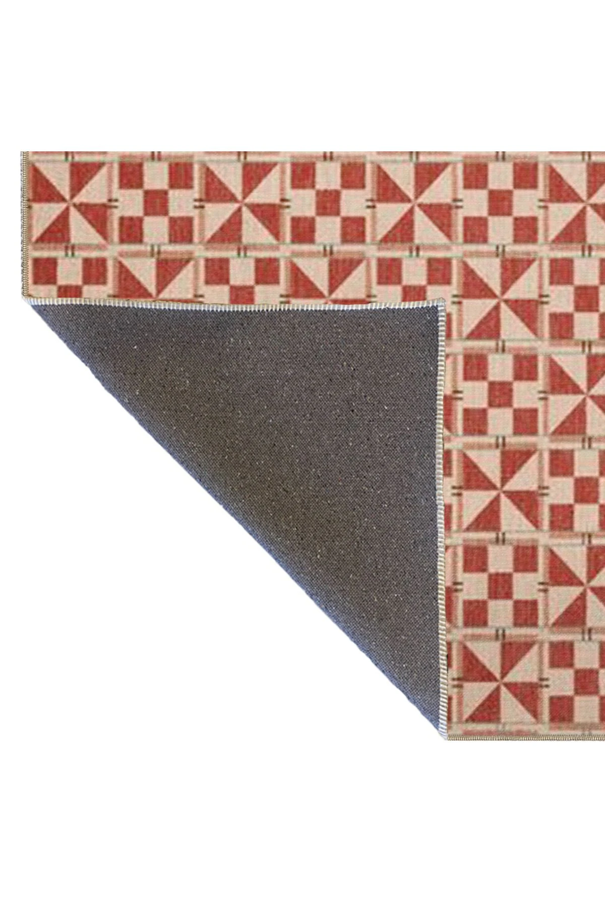 Kırmızı ve Pembe Tonlarında Geometrik Desenli Dekoratif Halı 4194