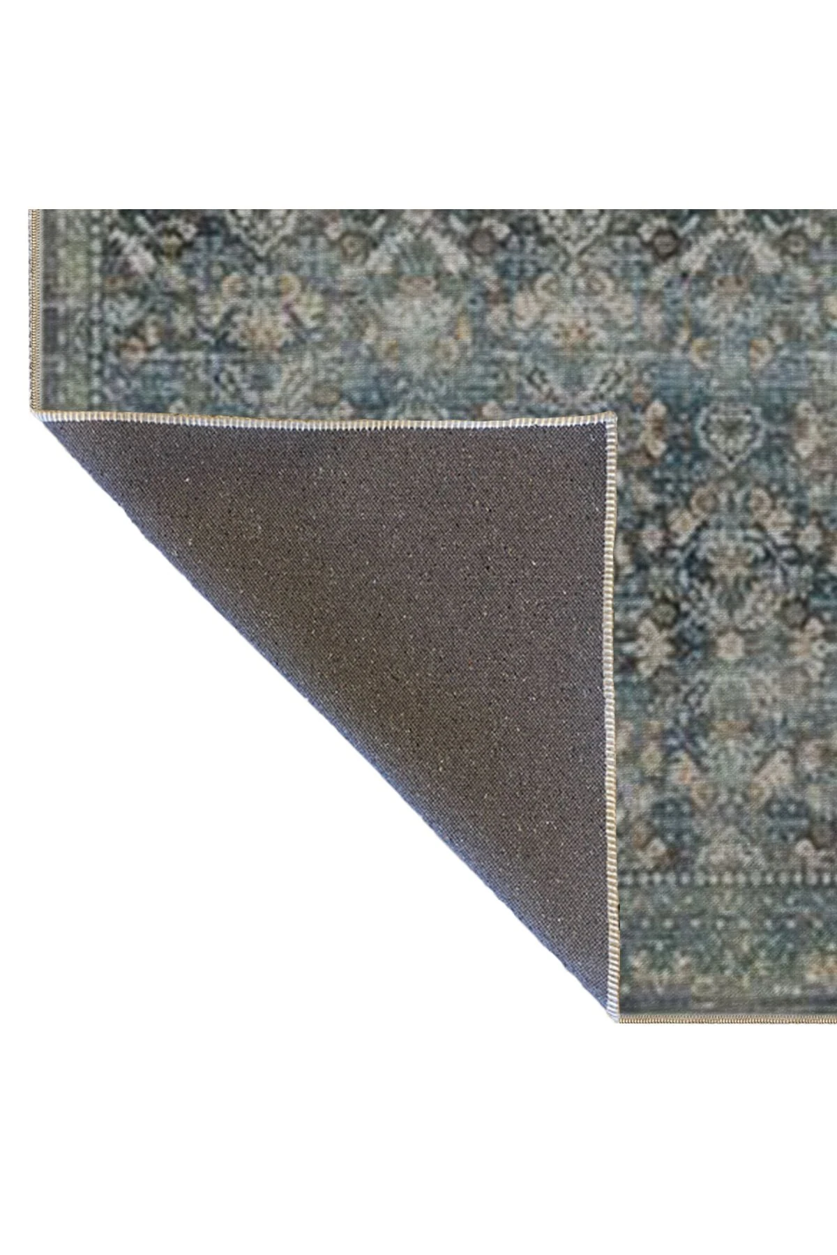 Düğüm Antrasit Geleneksel Geometrik Desenli Yıkanabilir Dokuma Taban Halı miravip8090