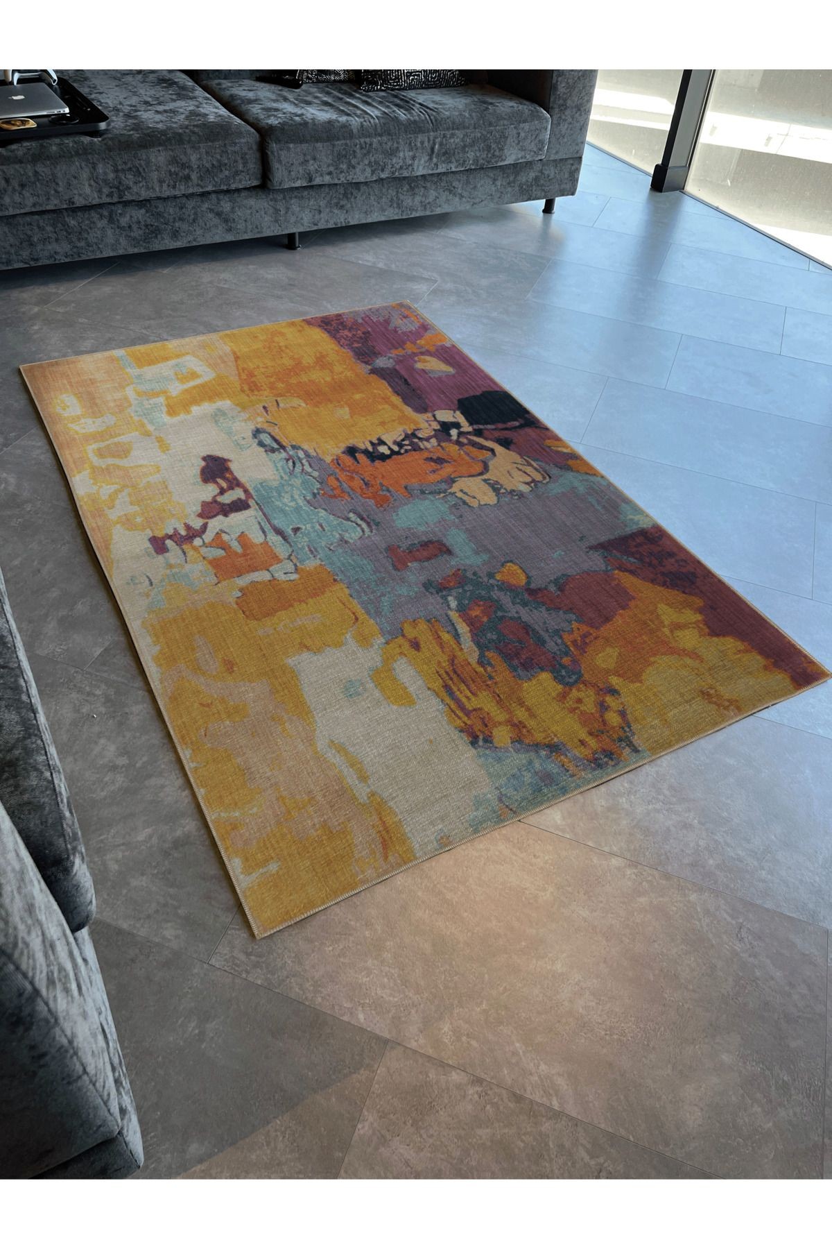 Çok Renkli Soyut Desenli Kreatif Modern Dekoratif Halı 2848