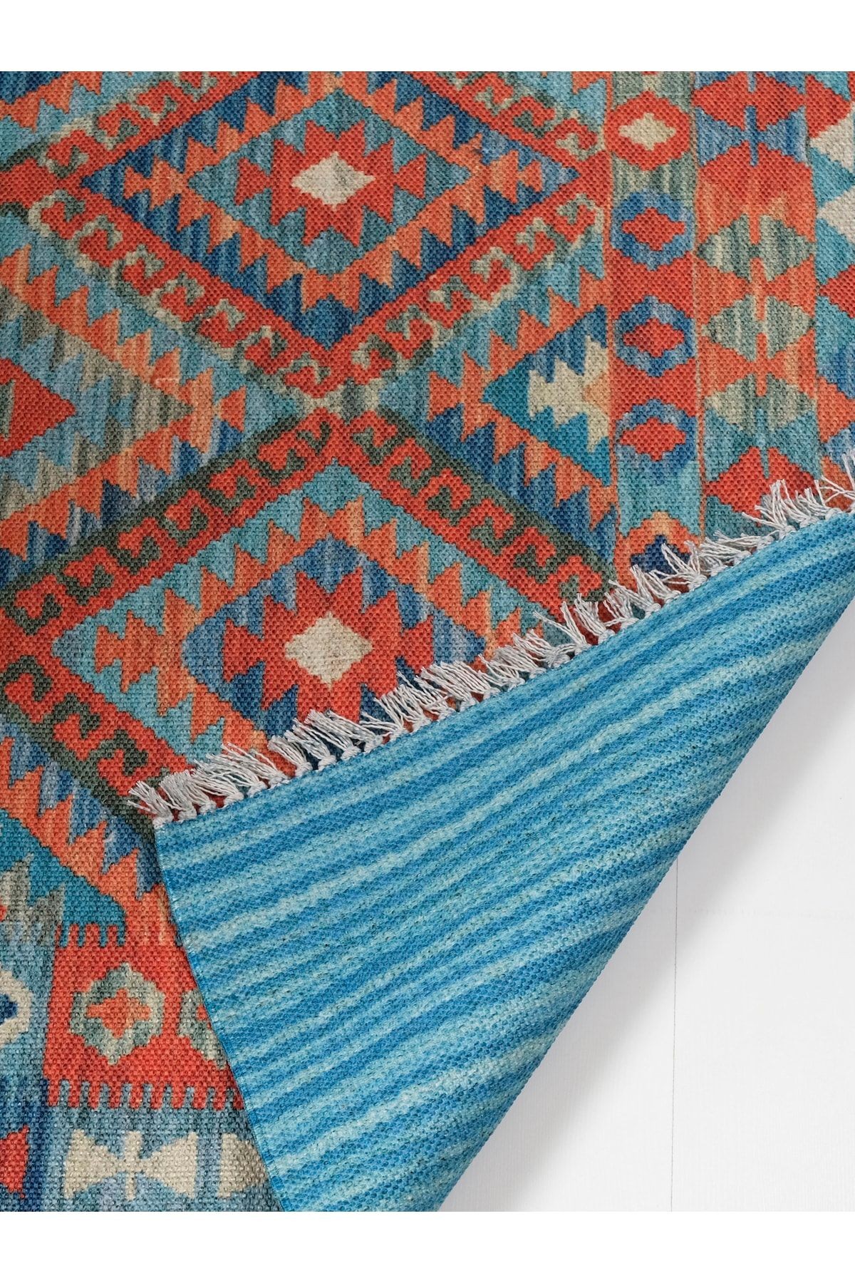 Cotton Pamuklu Çok Renkli Otantik Ve Etnik Desenli Kilim 505