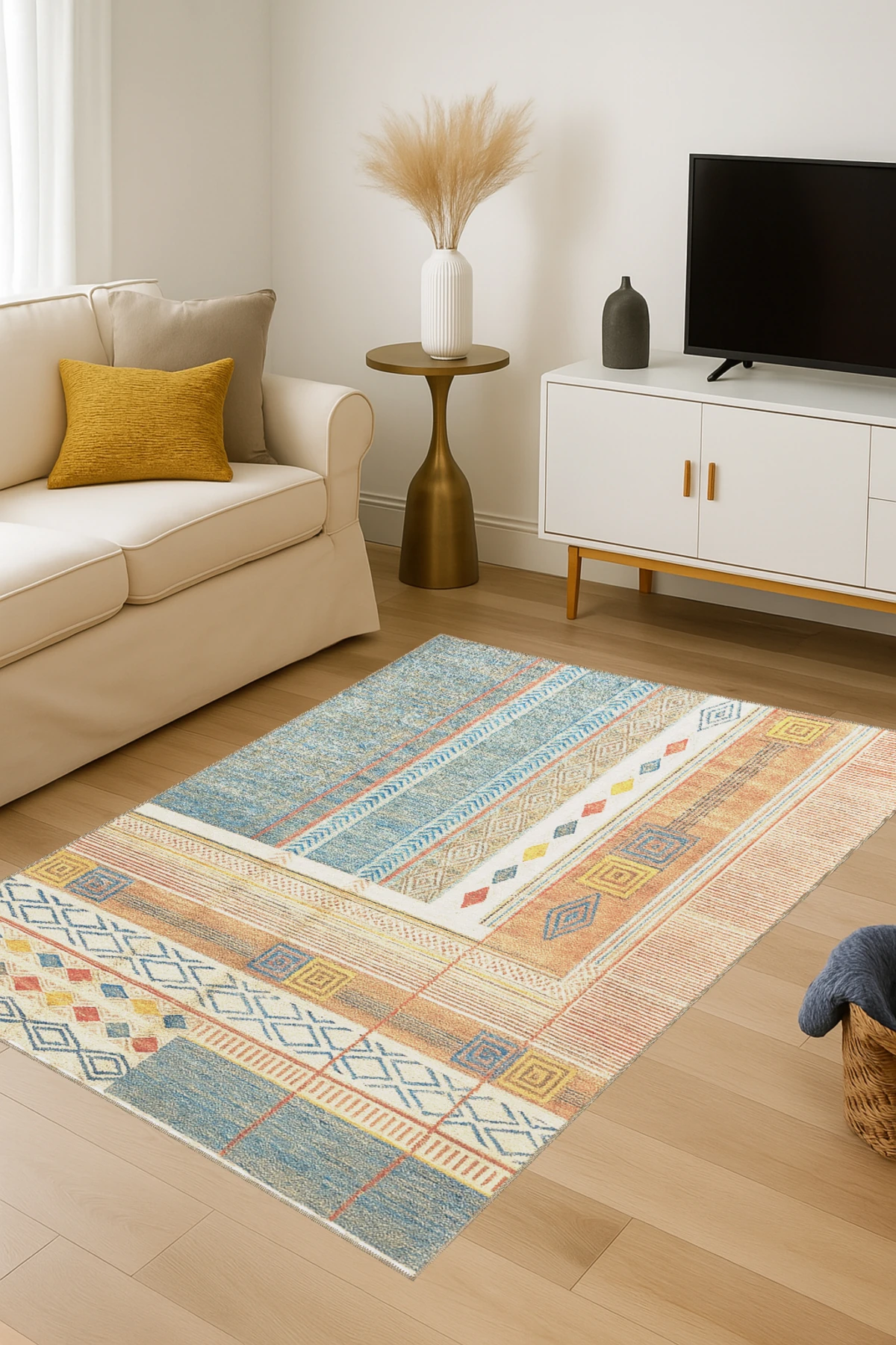 MOSSO Soluk Renkli Temalı Desenli Modern Dekoratif Halı mosso423