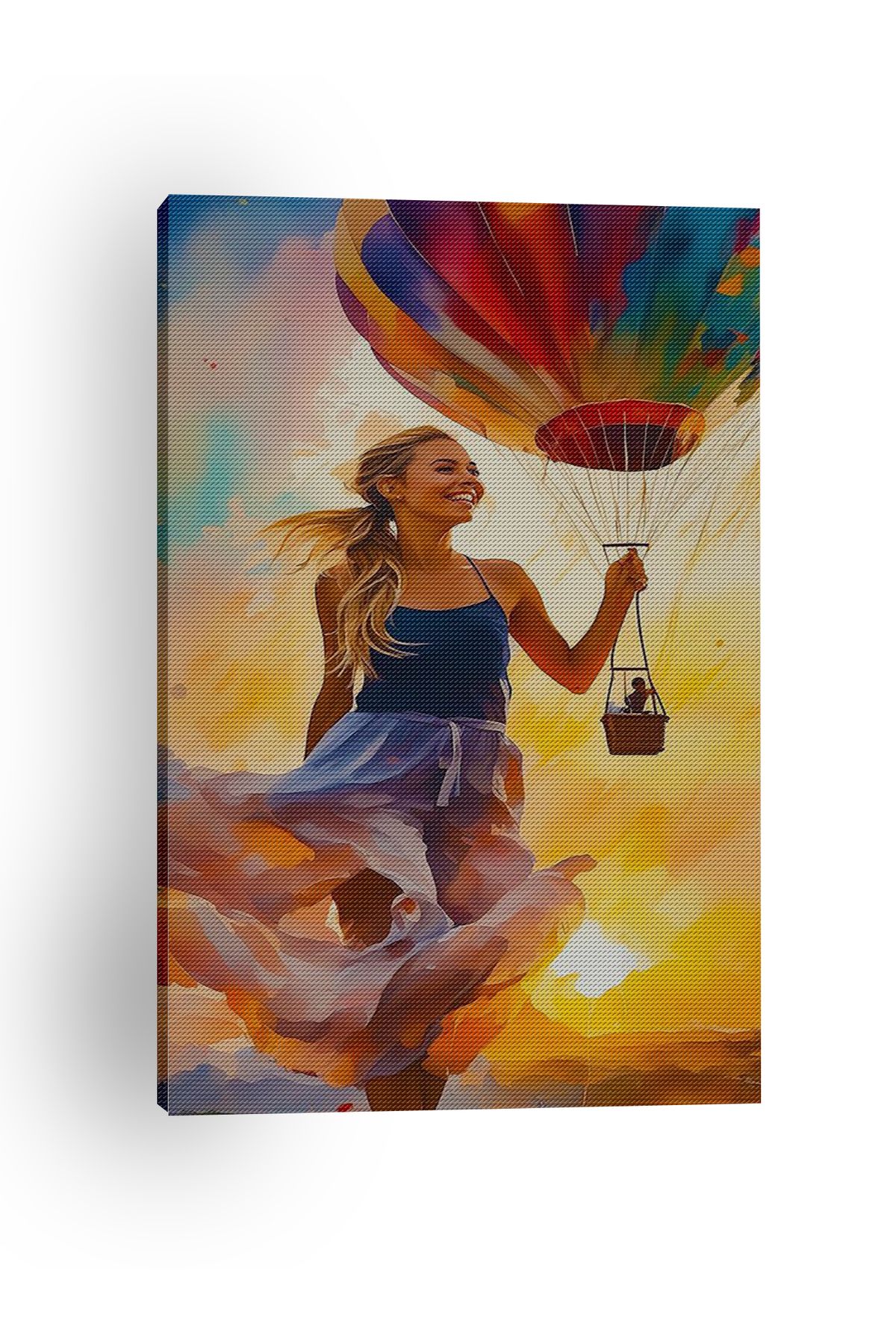 Kanvas Tablo Uçan Balon ve Kız Temalı Tablo