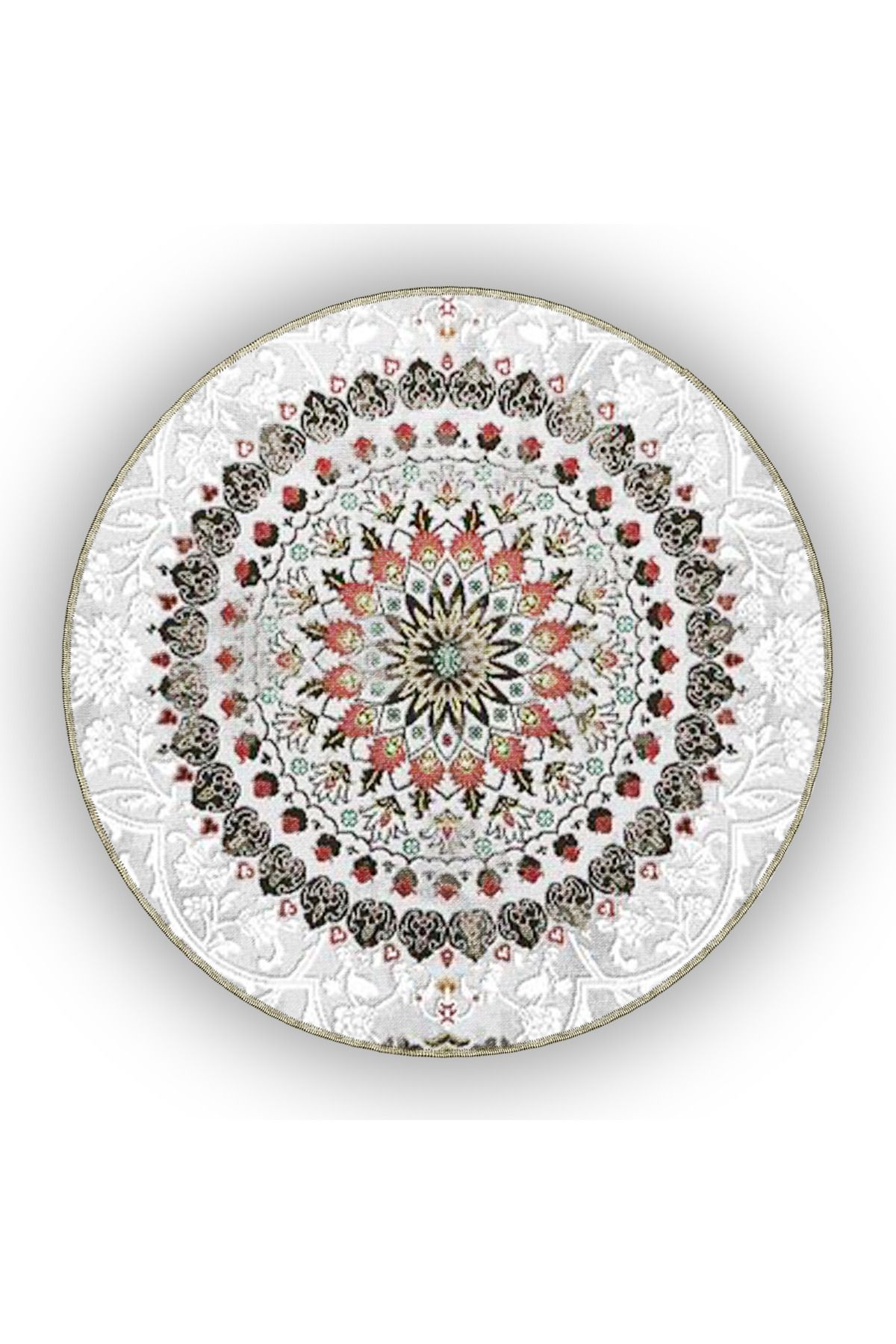 Bej Temalı Eskitme Geleneksel Motif Çiçek Desenli Vintage Dekoratif Halı 4900