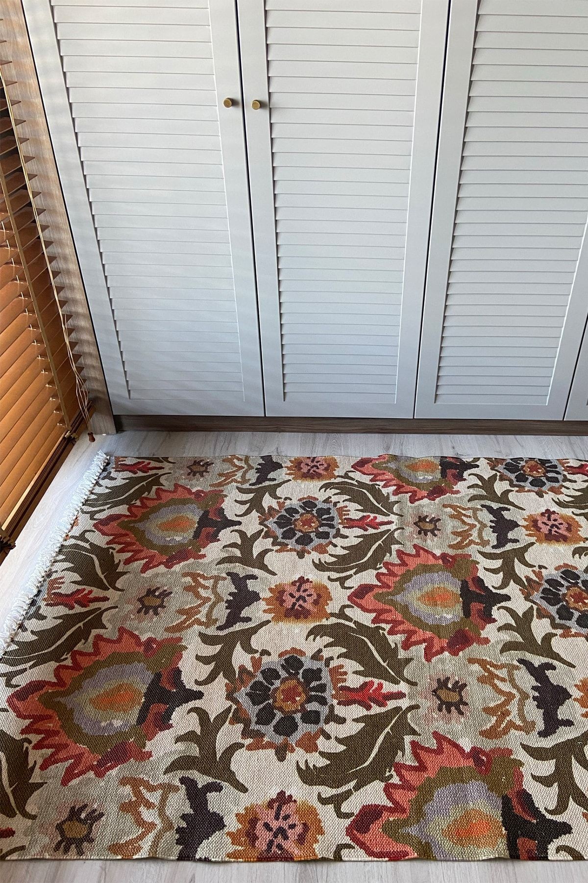 Cotton 521 Etnik Ve Çiçek Desenli Kilim