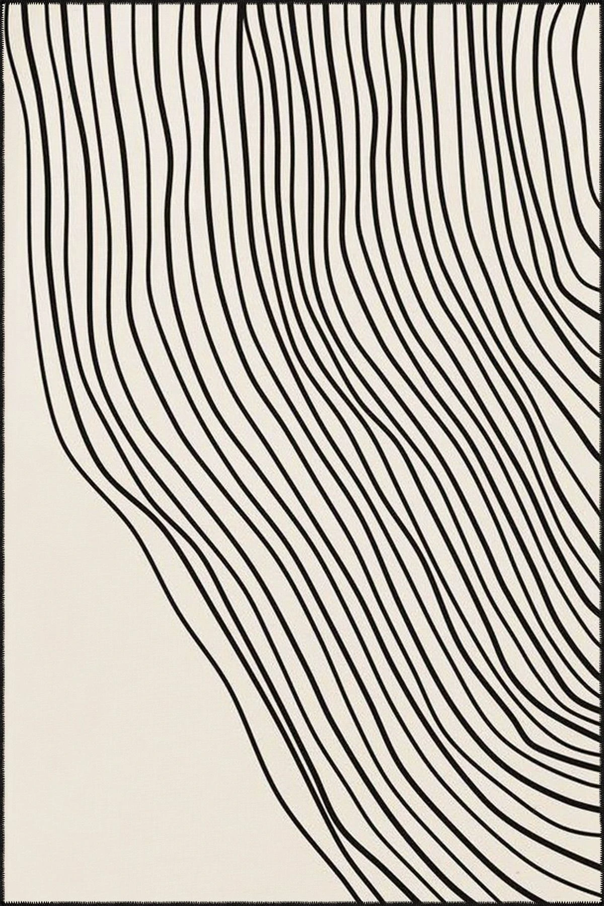 Krem Tonlu Çizgili Desenli Dekoratif ve Yıkanabilir Halı miravip9265