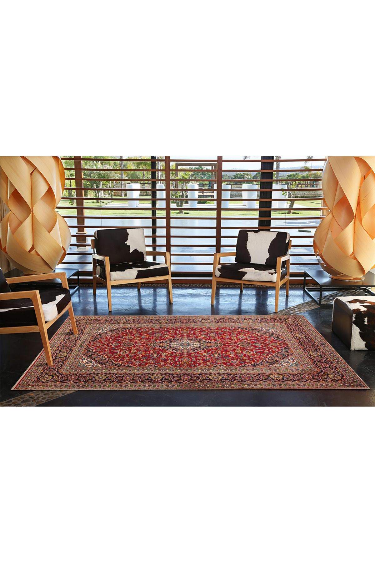 Geleneksel Açık Kırmızı Renkli Desenli Modern Dekoratif Halı 4472