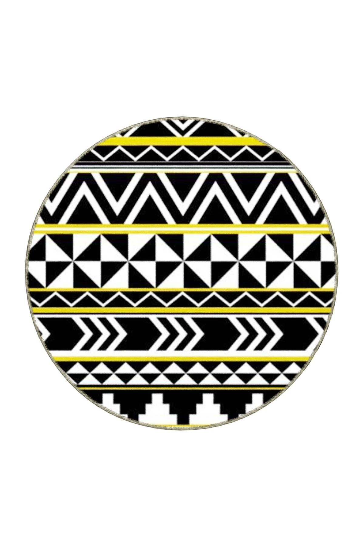 Siyah Bej Temalı Geometrik Desenli Modern Dekoratif Halı 4662