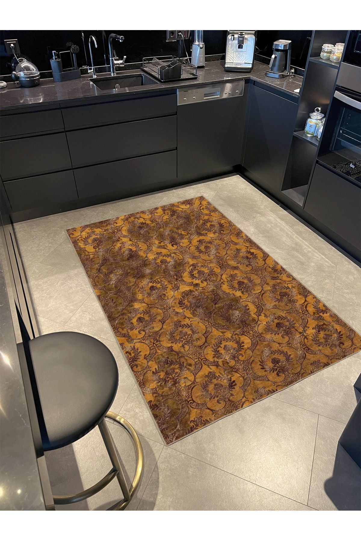 Kahverengi Desenli Dekoratif Halı miravip901