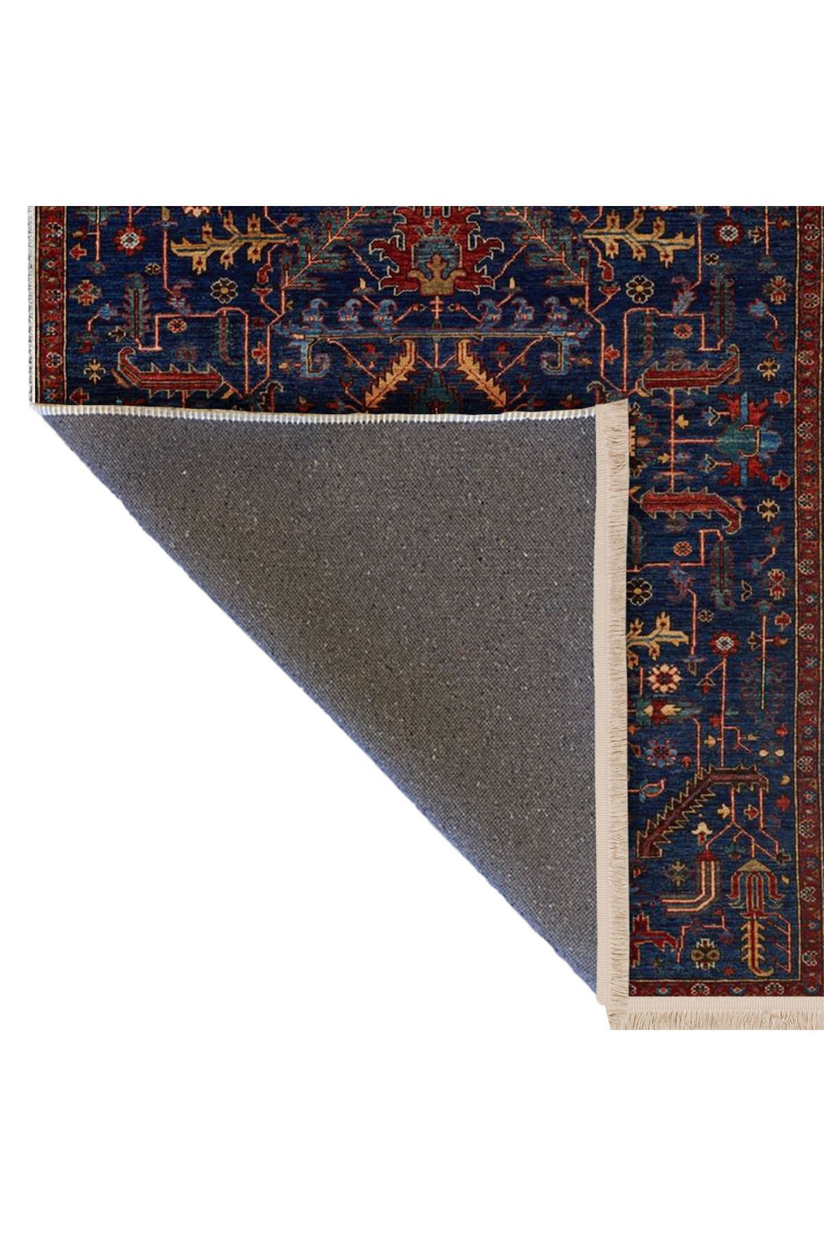 Leyla Koleksiyonu Bordo Bordür Detaylı Lacivert Desenli Dokuma Taban Modern Dekoratif Halı leyla41