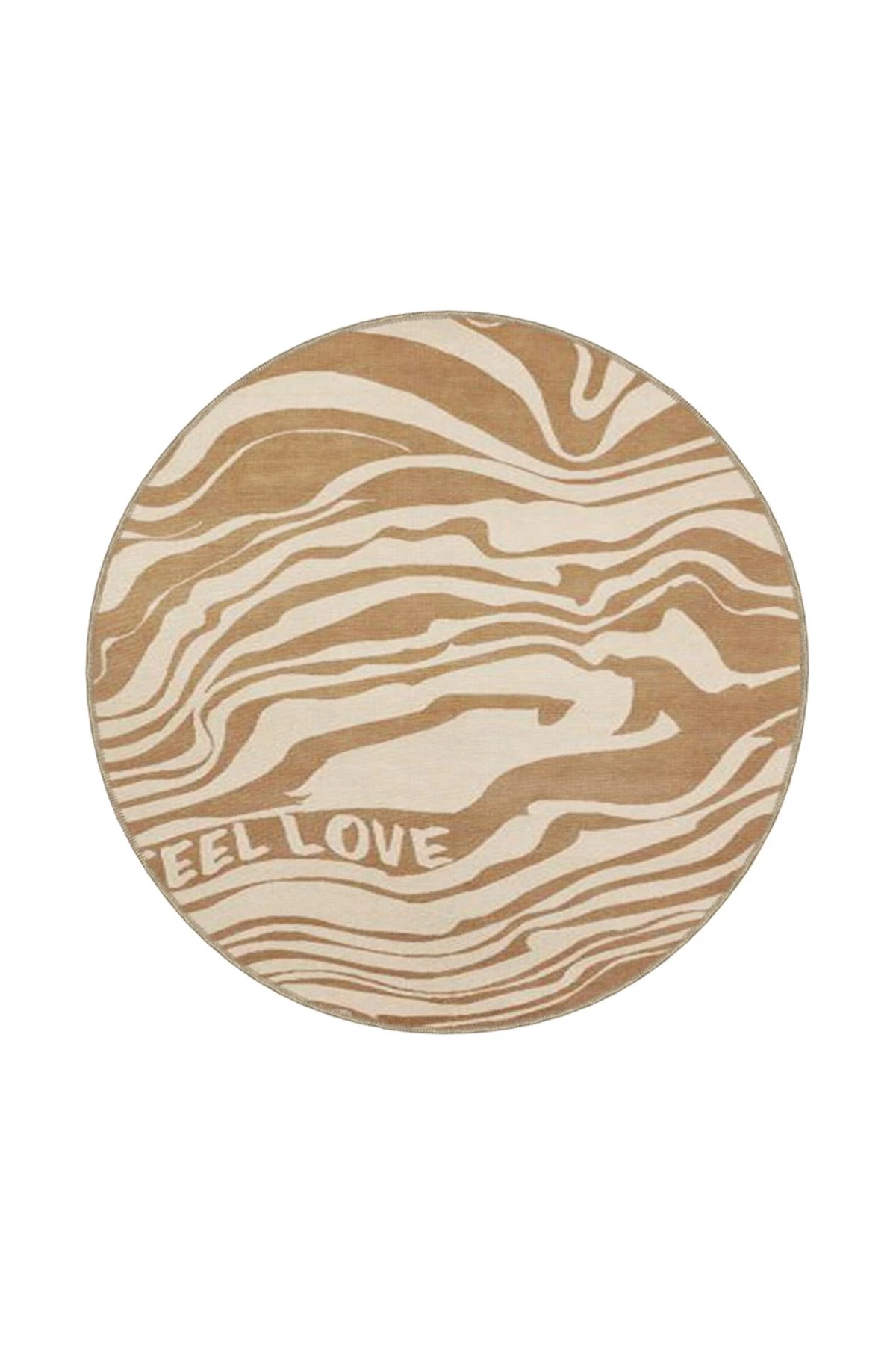 Kahverengi Krem Yazılı Dalgalı Desenli Modern Dekoratif Halı miravip476