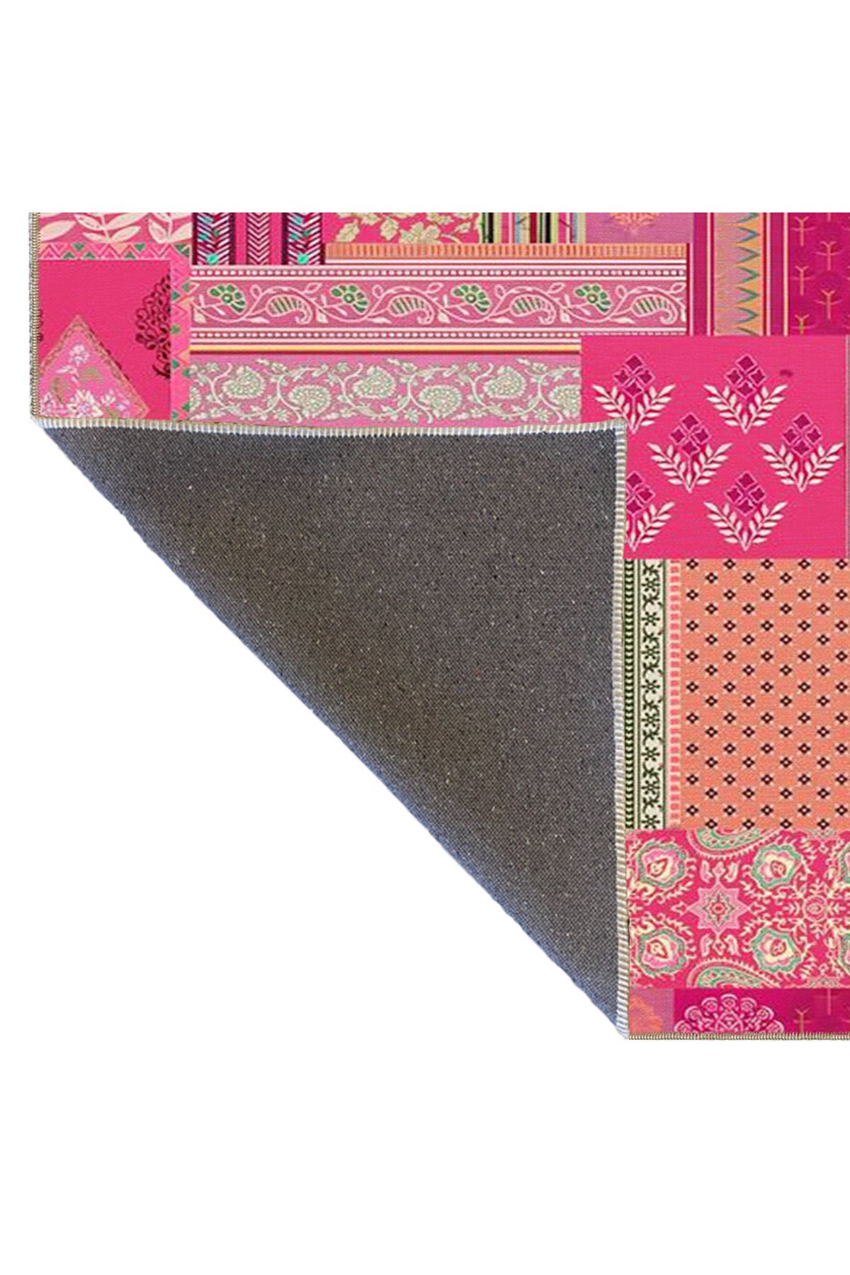 Pembe Renkli Kreatif Dekoratif Dokuma Taban Halı miravip36