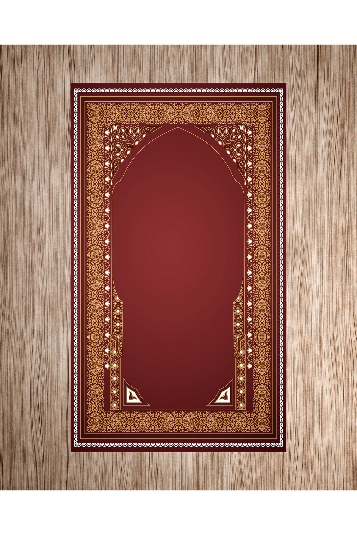 Kırmızı Çiçek Temalı Geometrik Seccade 70x120