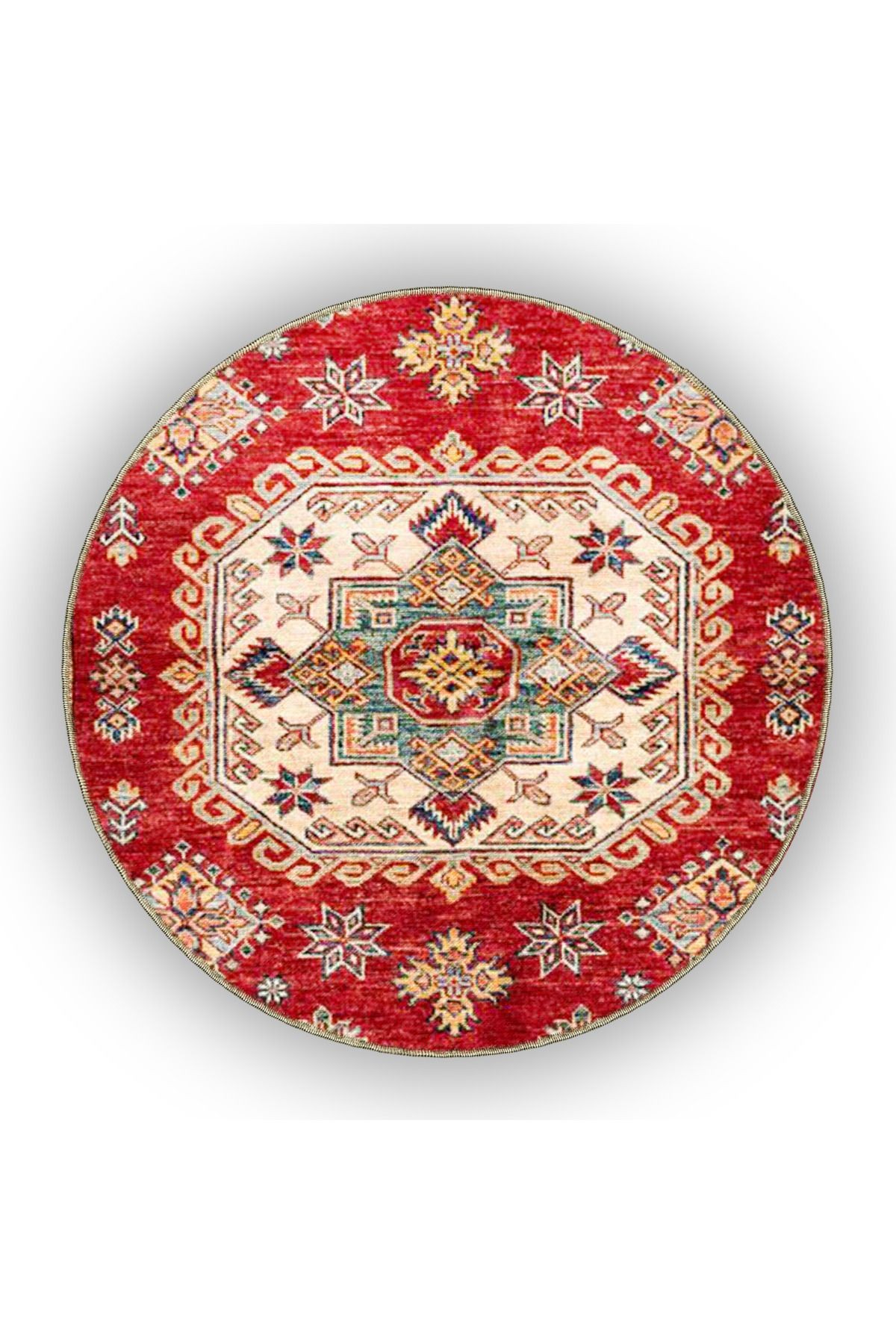 Bej Kırmızı Temalı Geleneksel Motif Etnik Desenli Vintage Dekoratif Halı 4780