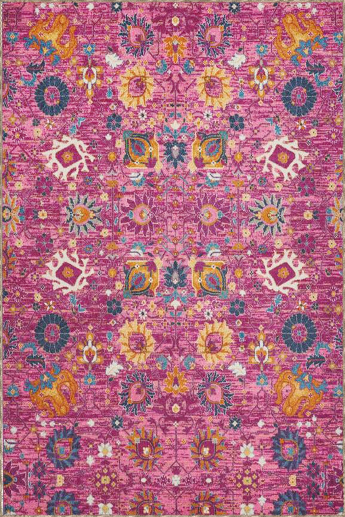 Gelenksel Mor Renkli Desenli Dokuma Taban ve Dekoratif Halı miravip627