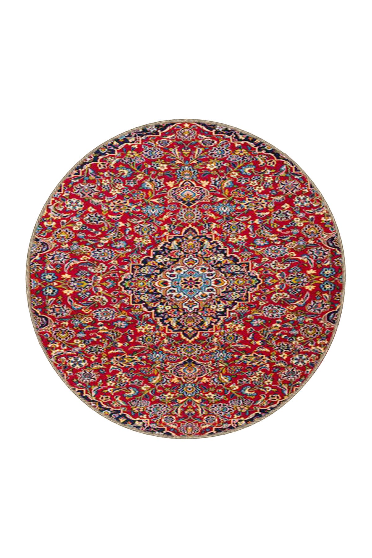 Çiçek Kırmızı Baklavalı Renkli Geleneksel Dokuma Taban ve Dekoratif Halı miravip114