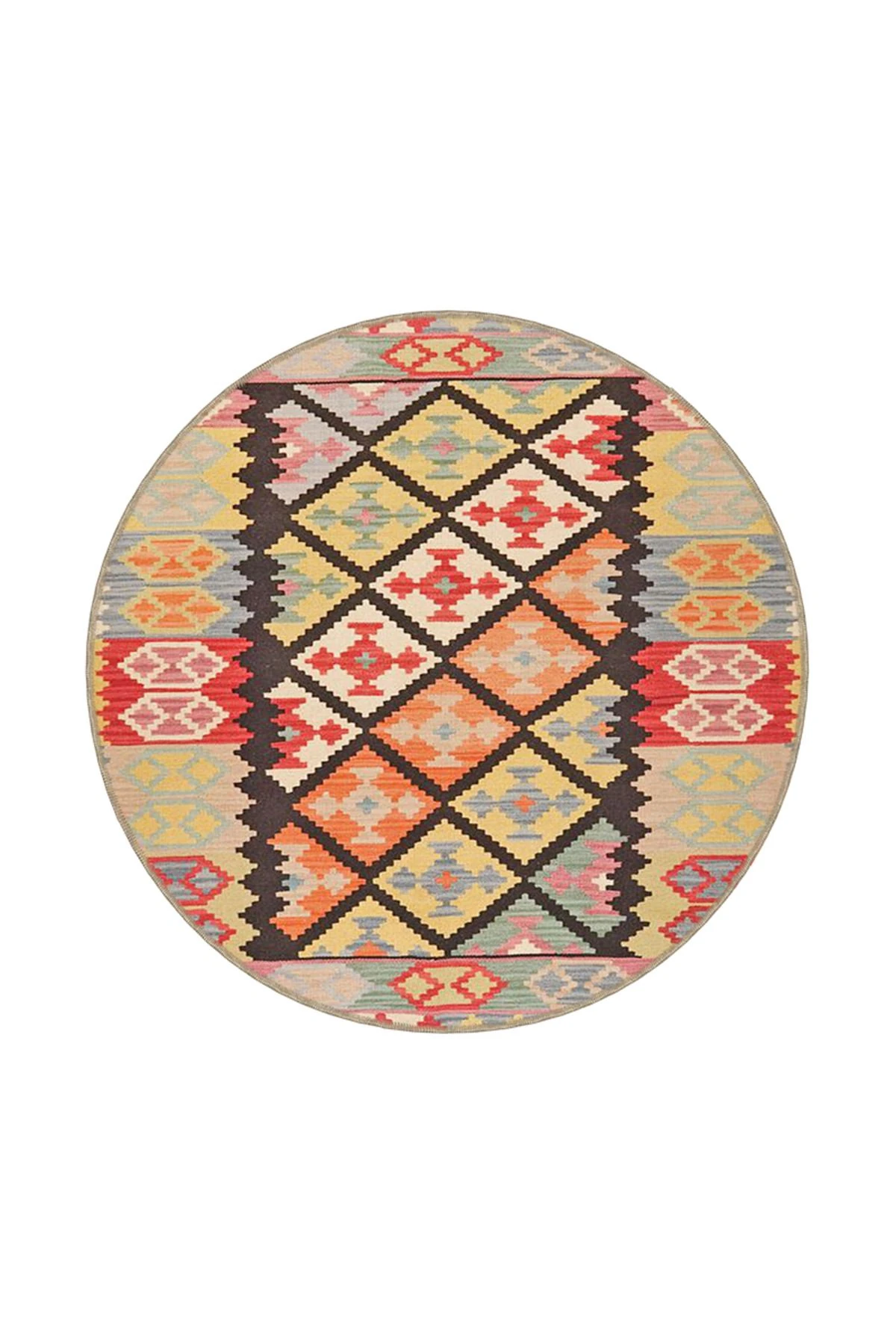 Pembe Tonlarında Arkaplan ve Geometrik Dokuma Taban Halı 4165