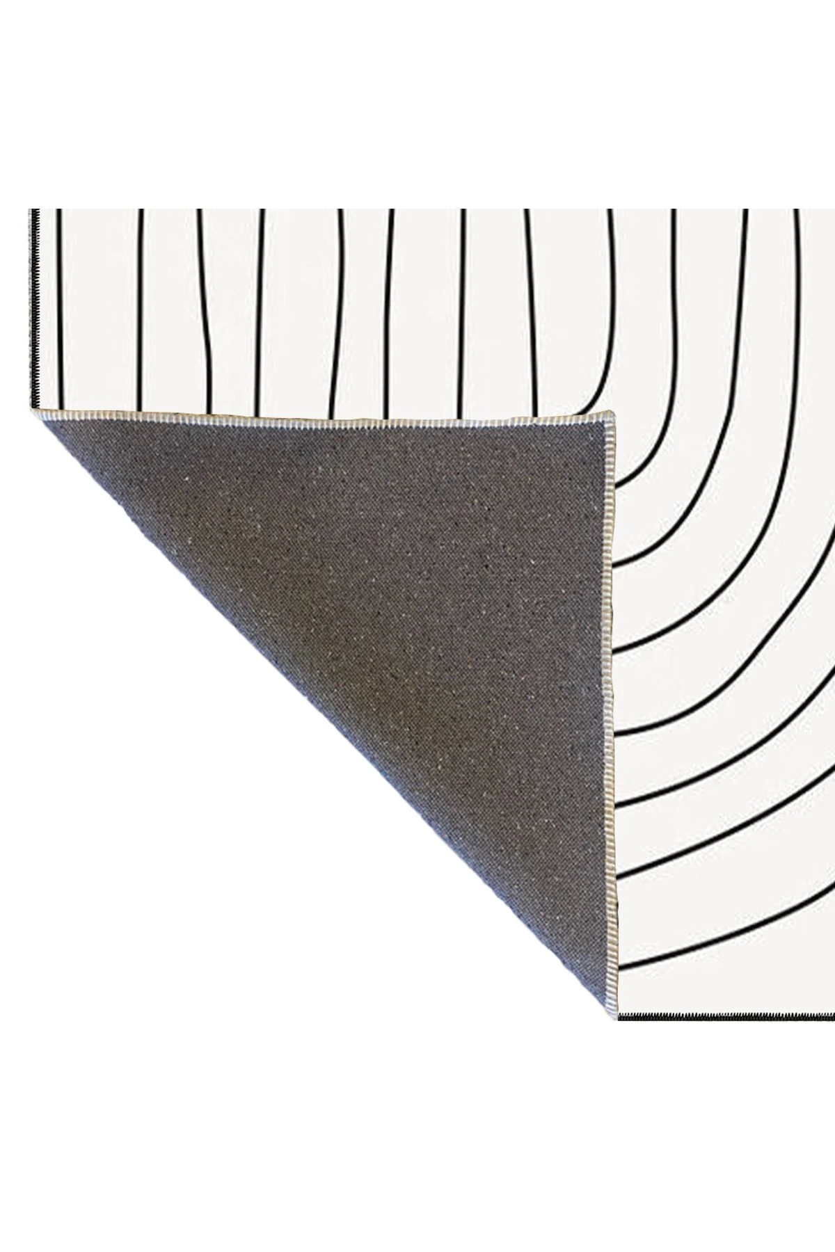 Siyah Beyaz Çizgili Desenli Dokuma Taban ve Yıkanabilir Halı miravip9357