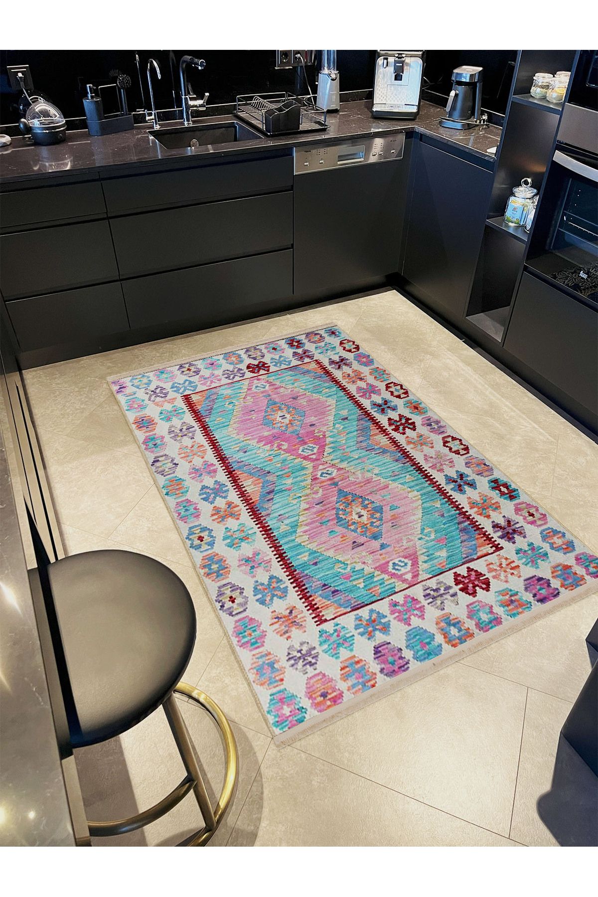 Emre Koleksiyonu Açık Renkli Tonlar Geleneksel Motif Desenli Dokuma Taban Vintage Dekoratif Halı 15