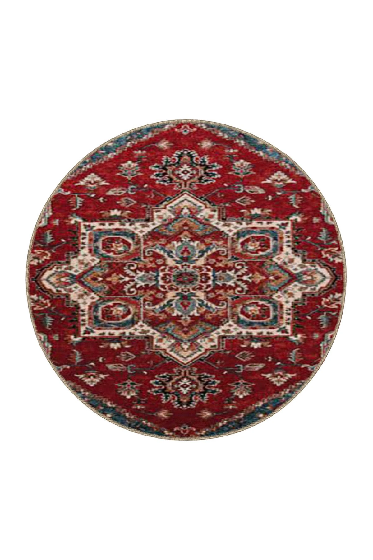 Kırmızı Mavi Renkli Yıldızlı Geleneksel Modern Dokuma Taban ve Dekoratif Halı miravip106