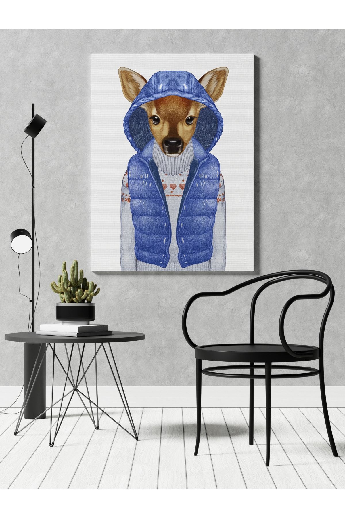 Kanvas Tablo Mavi Montlu Ceylan Hayvan Temalı 155