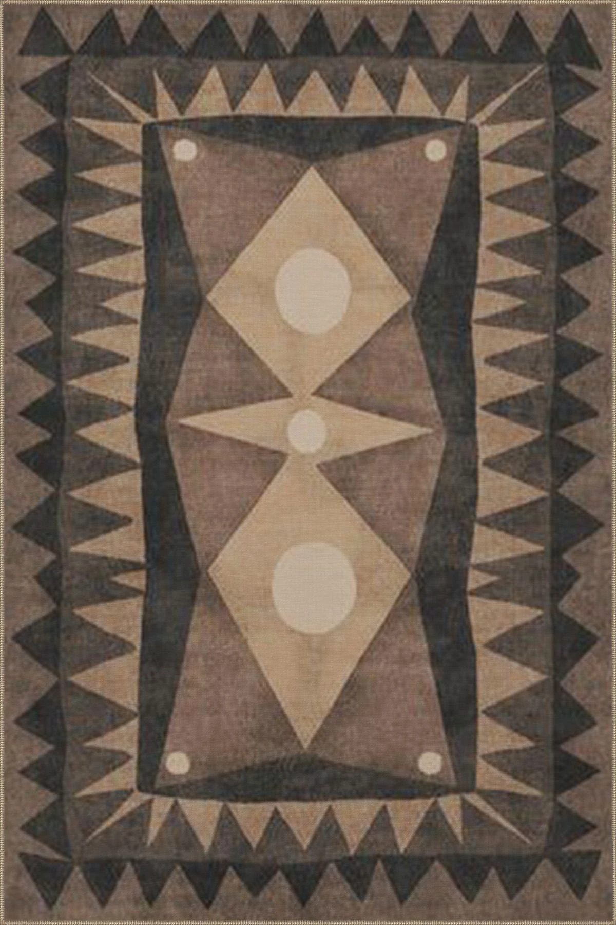 Kahverengi Renkli Modern Geometrik Dokuma Taban Halı miravip8121