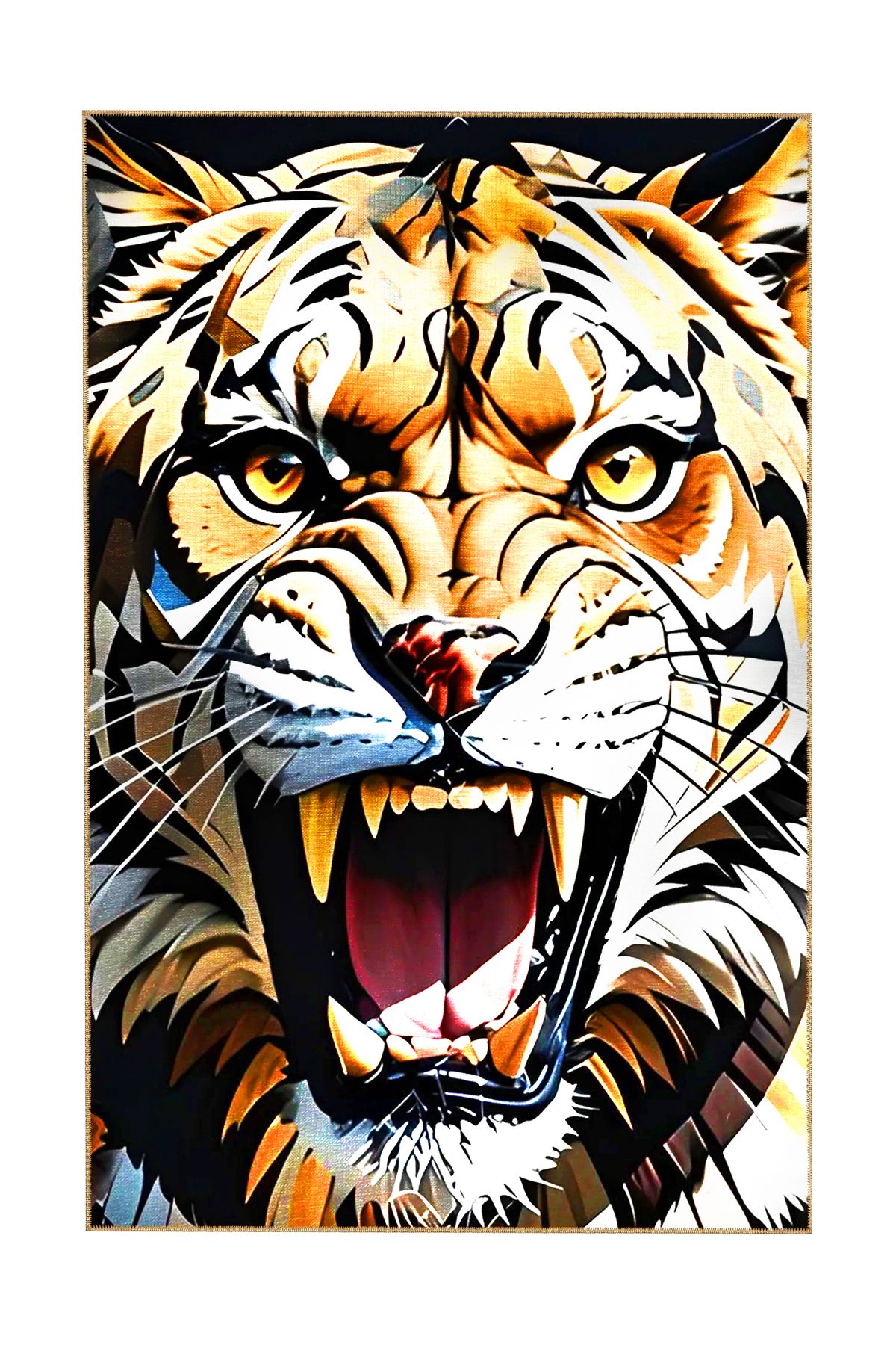 Animal Koleksiyonu Kahve Bej Tonlarında Kaplan Desenli Dokuma Taban Yıkanabilir Halı animal07