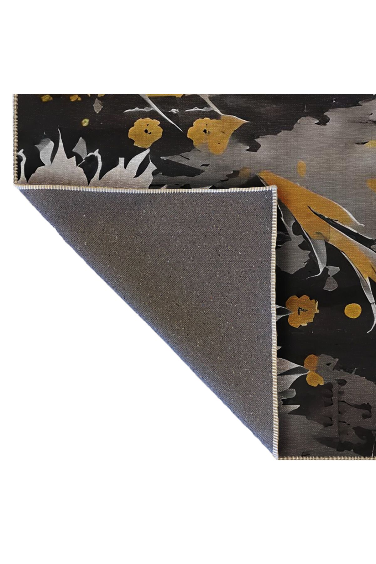 Gri Sarı Tema Soyut Karma Şekilli Desenli Kreatif Modern Dekoratif Halı 5140