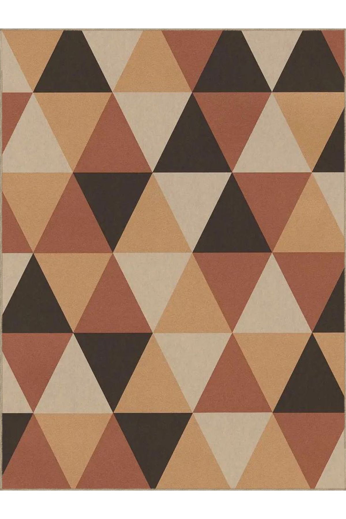 Semih Koleksiyonu Çok Renkli Üçgen Geometrik Desenli Dokuma Taban Modern Dekoratif Halı 37
