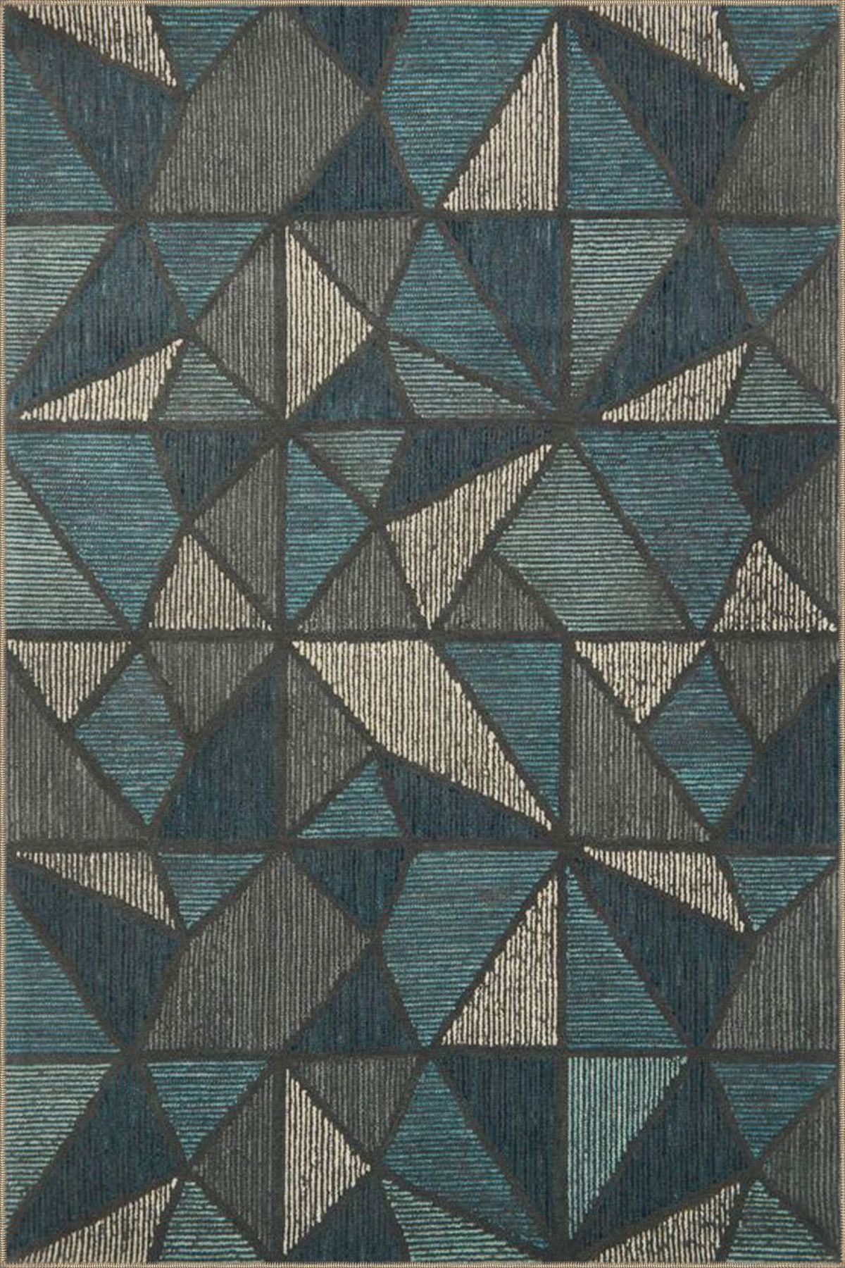 Yeşil Krem Geometrik Desenli Dokuma Taban Halı miravip338