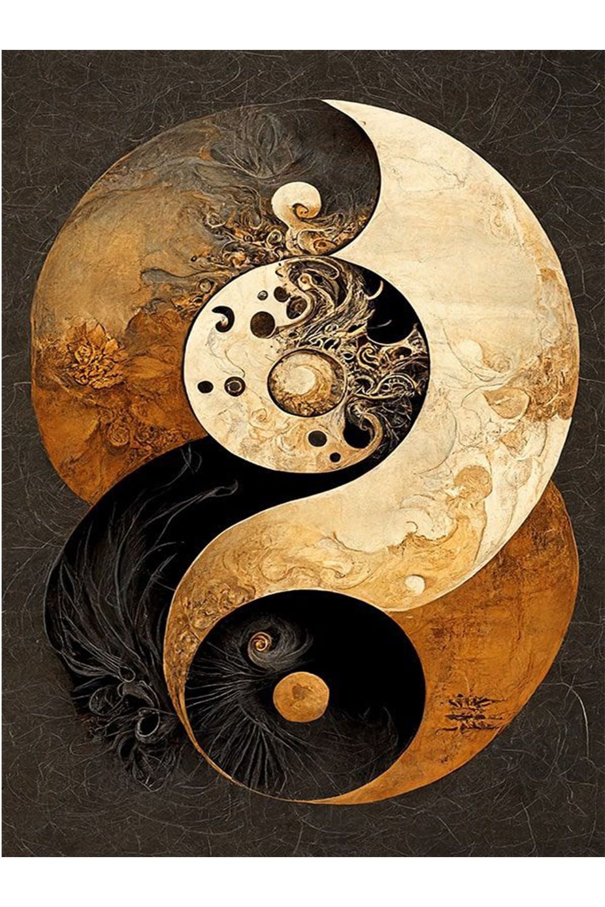Kubilay Koleksiyonu Gri Tonlar Soyut Ying Yang Tema Desenli Dokuma Taban Modern Dekoratif Halı 22