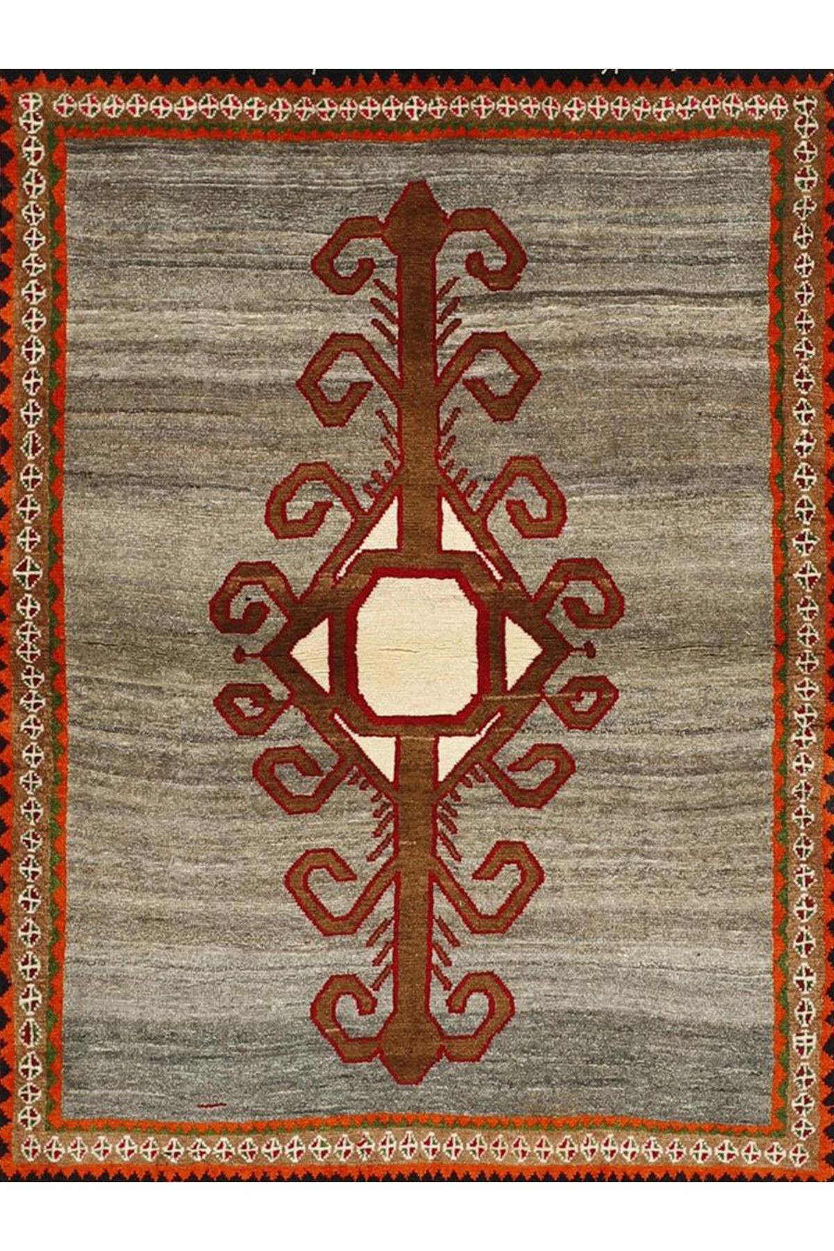 Asena Koleksiyonu Gri Temalı Etnik Klasik Motif Desenli Vintage Dekoratif Halı 48