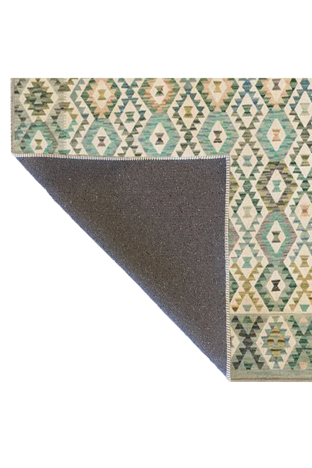 Gri Üçgen Renkli Geometrik Modern Desenli Dokuma Taban ve Dekoratif Halı miravip83