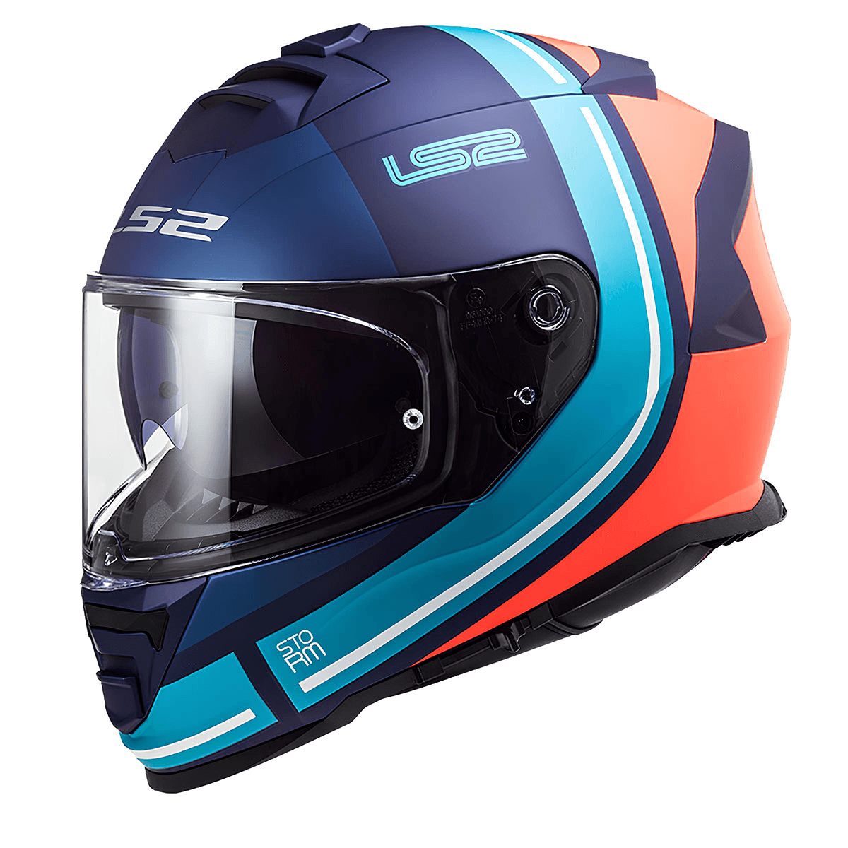 LS2 STORM 2 SLANT MAVİ TURUNCU KAPALI KASK