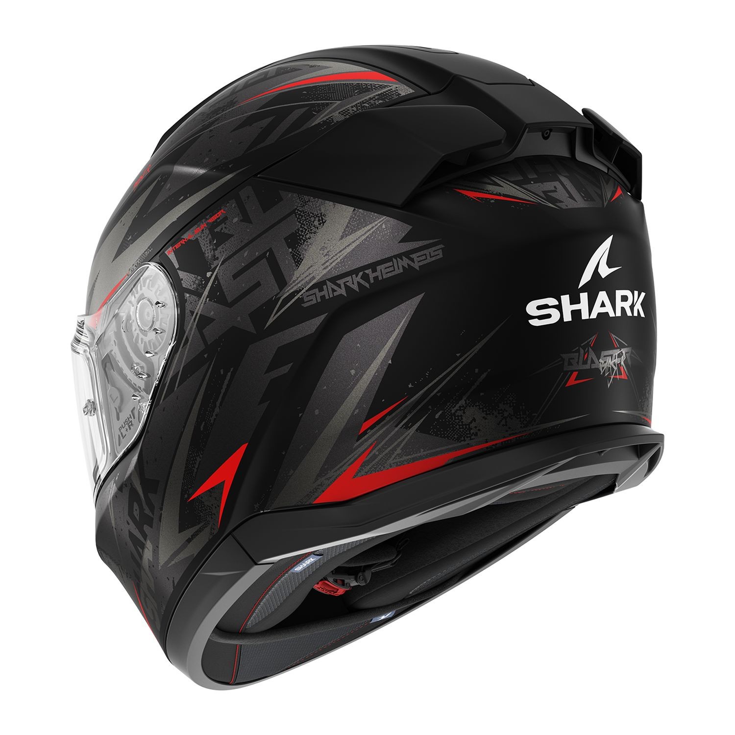 SHARK D-SKWAL 3 BLAST-R MAT GRİ KIRMIZI KAPALI KASK