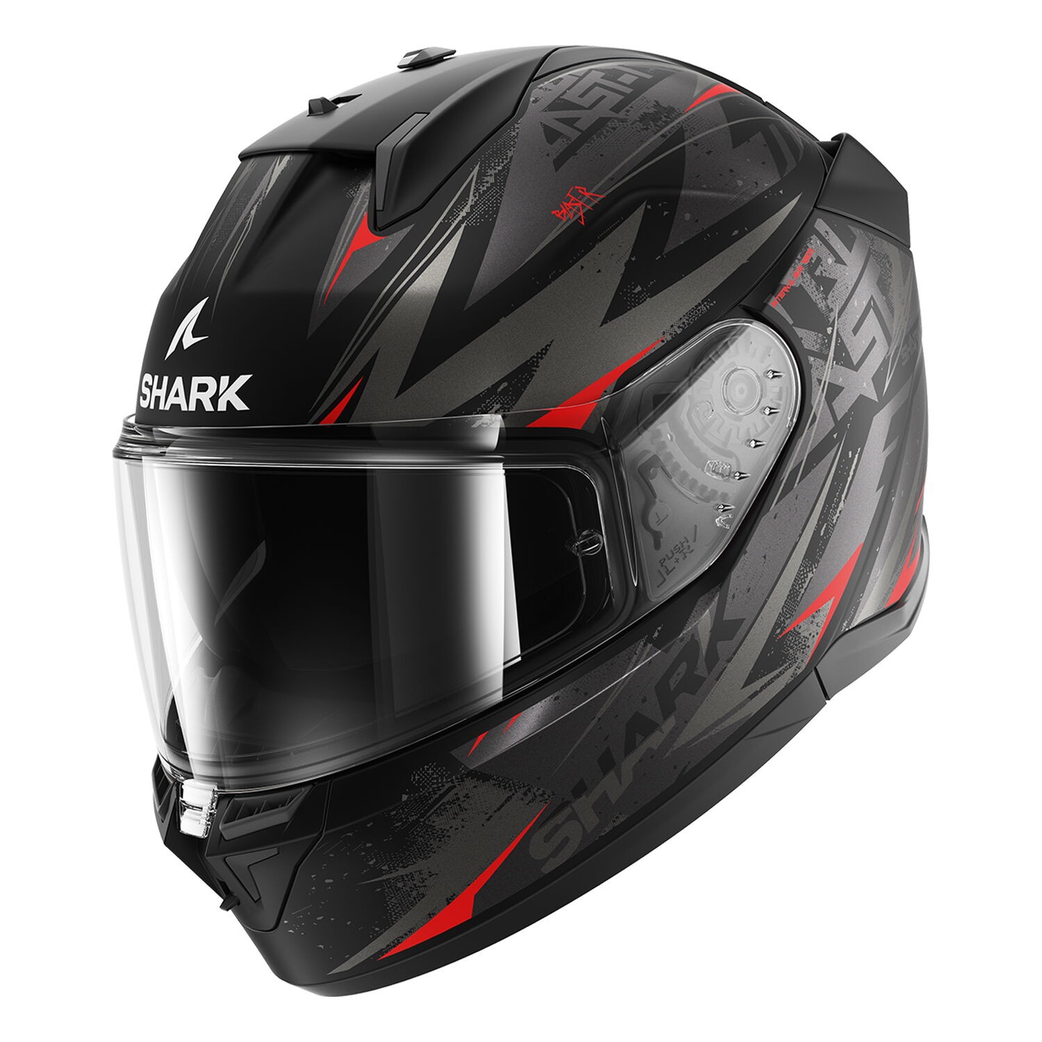 SHARK D-SKWAL 3 BLAST-R MAT GRİ KIRMIZI KAPALI KASK