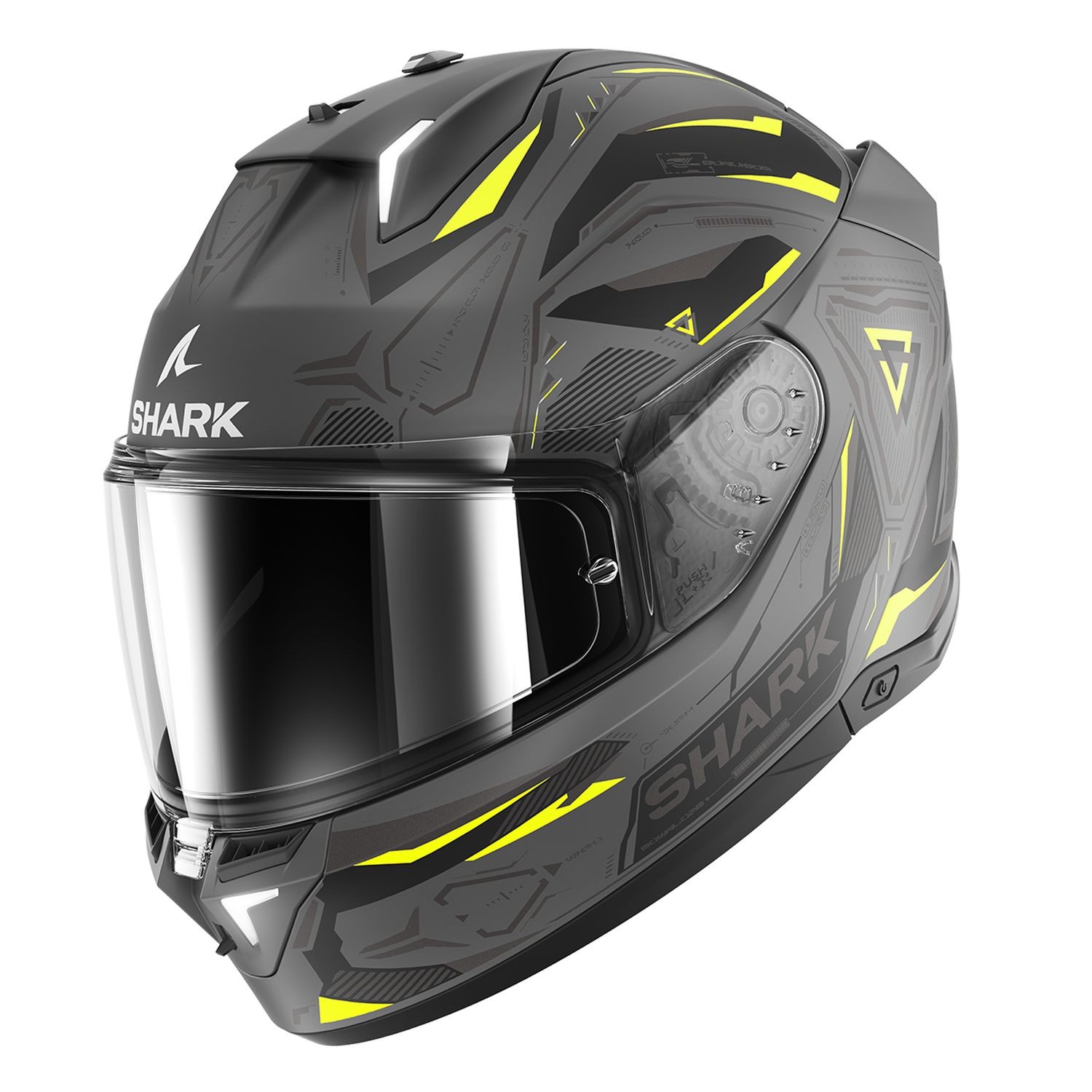 SHARK SKWAL İ3 LINIK GRİ SARI KAPALI KASK