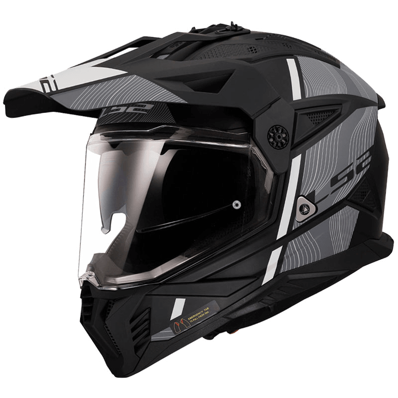 LS2 PIONEER 2 HILL MAT SİYAH-BEYAZ ENDURO KASK