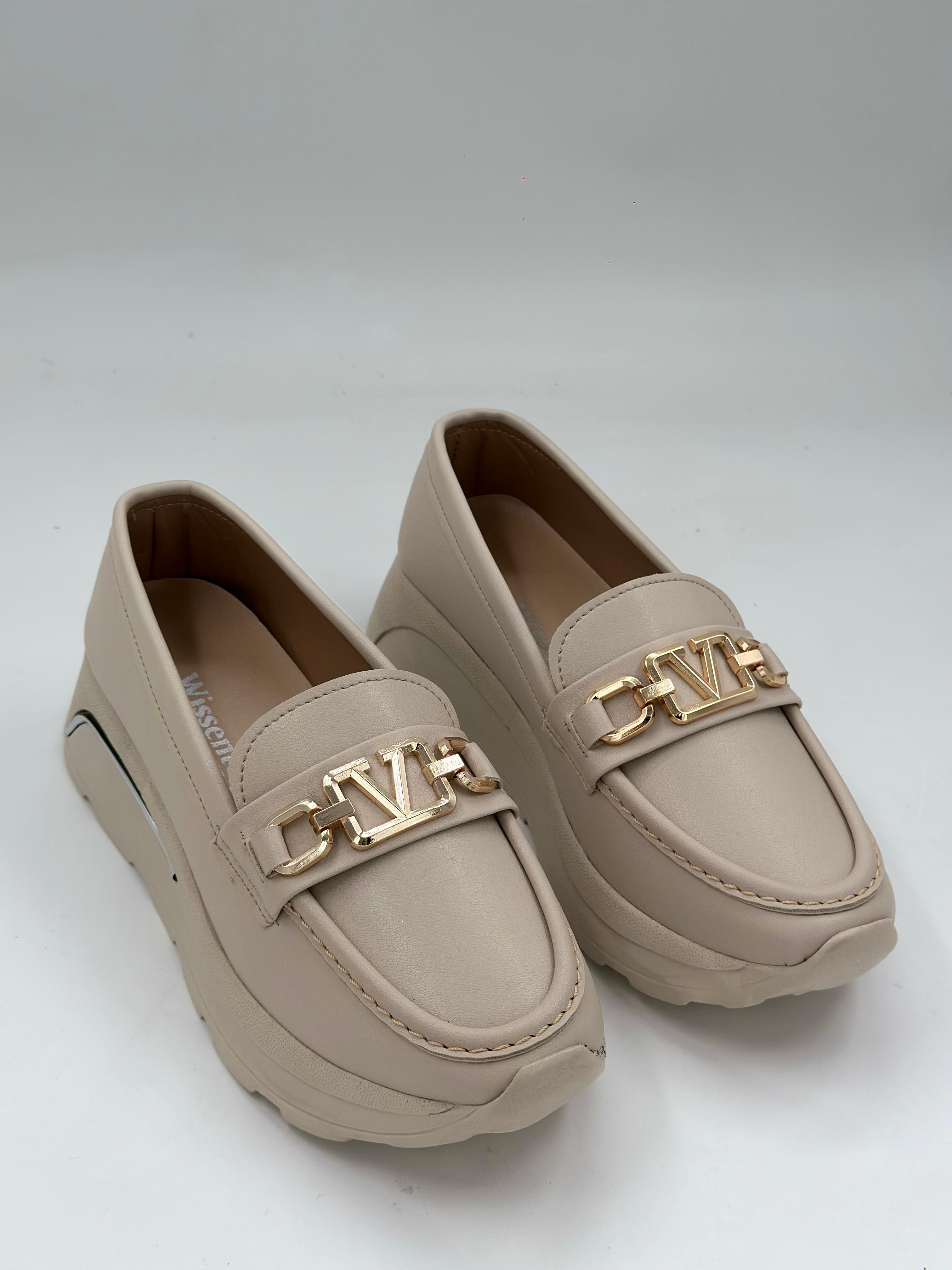 KALIN TABANLI LOAFER AYAKKABI KOD 1704 - Bej