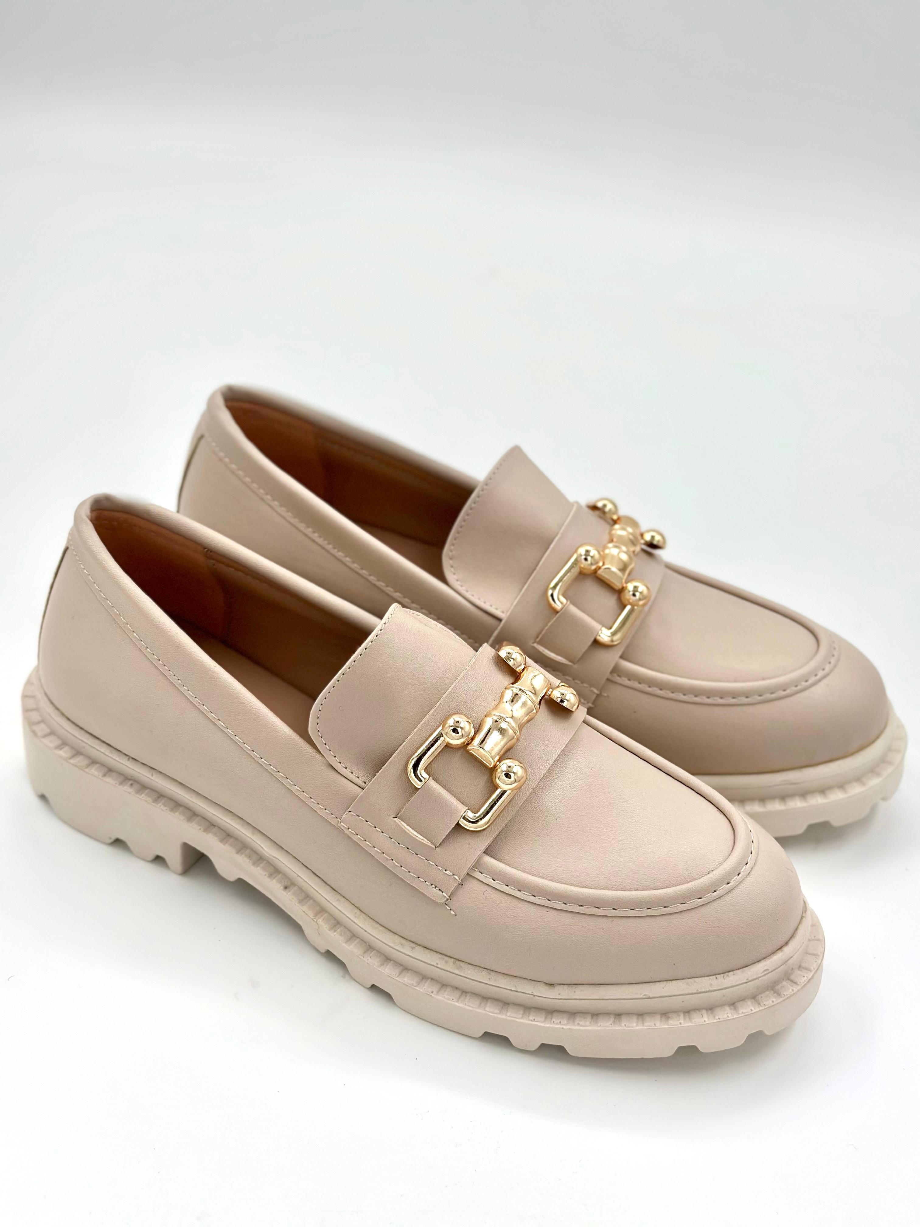 GOLD ZİNCİR BEJ LOAFER KOD 8310