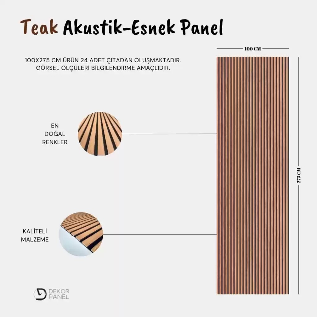 Teak Keçeli Slim Panel