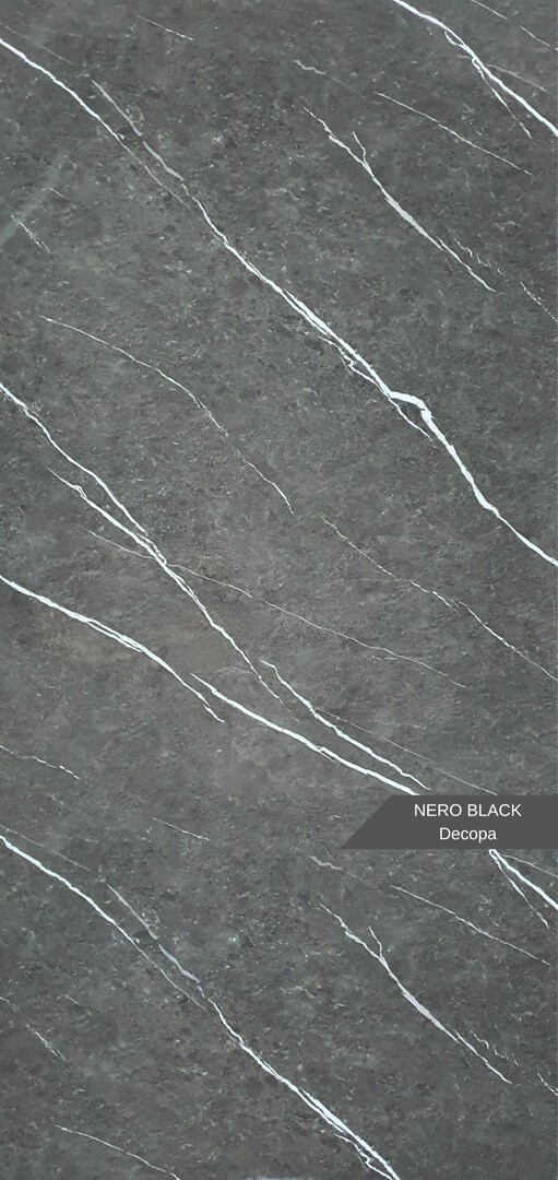 Nero Black Mermer Desenli Pvc Duvar Paneli 122x244 cm 