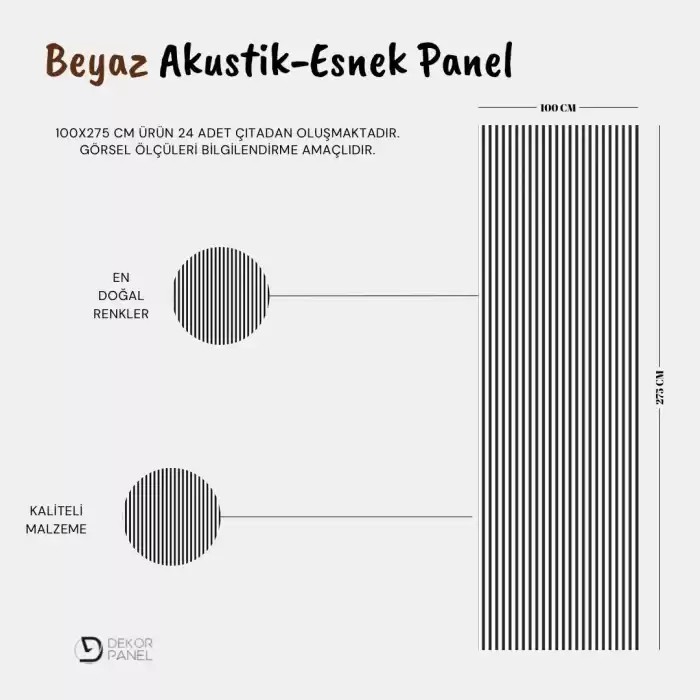 Beyaz Keçeli Slim Panel