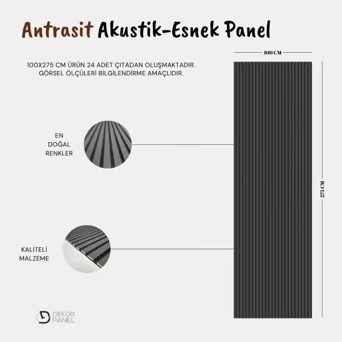 Antrasit Keçeli Slim Panel