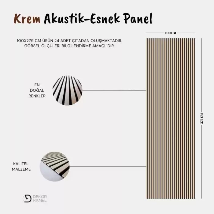 Krem Keçeli Slim Panel