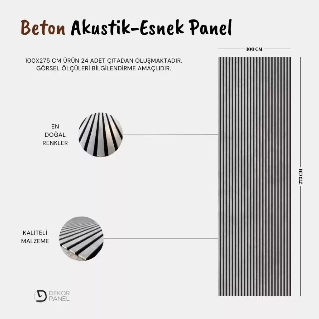 Beton Gri Keçeli Slim Panel