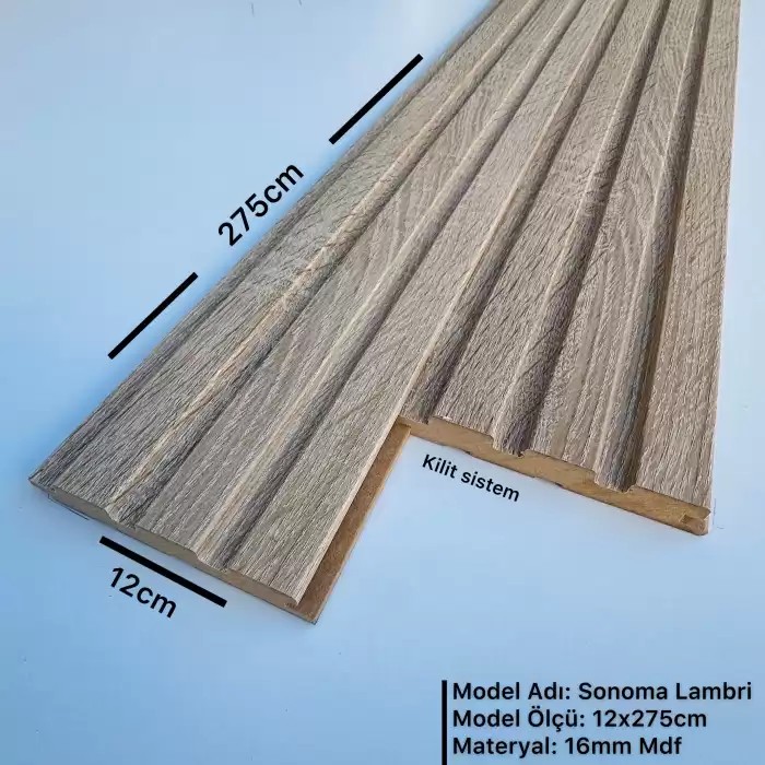 Sonoma 12 cm MDF Duvar Kaplama Lambri Profil Paneli