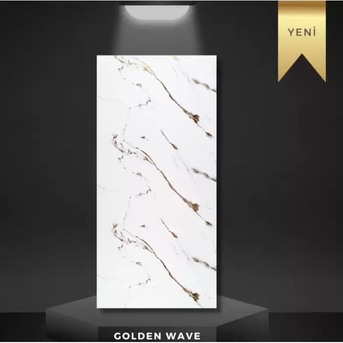 Golden Wave Mermer Desenli Pvc Duvar Paneli 122x244 cm